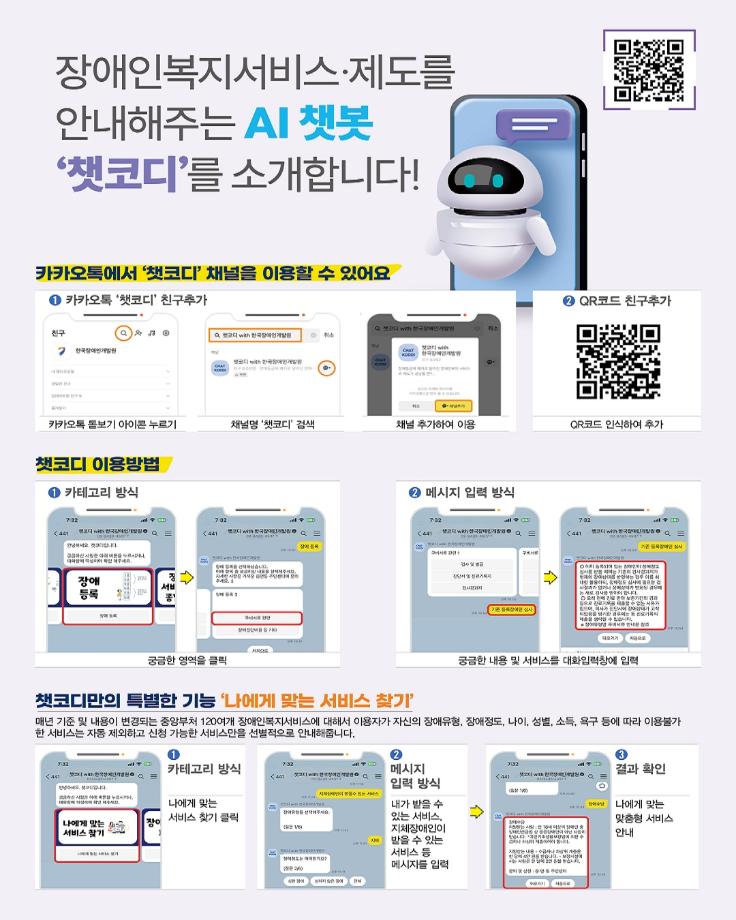 장애인복지서비스·제도 안내 AI 챗봇 '챗코디' 안내 이미지